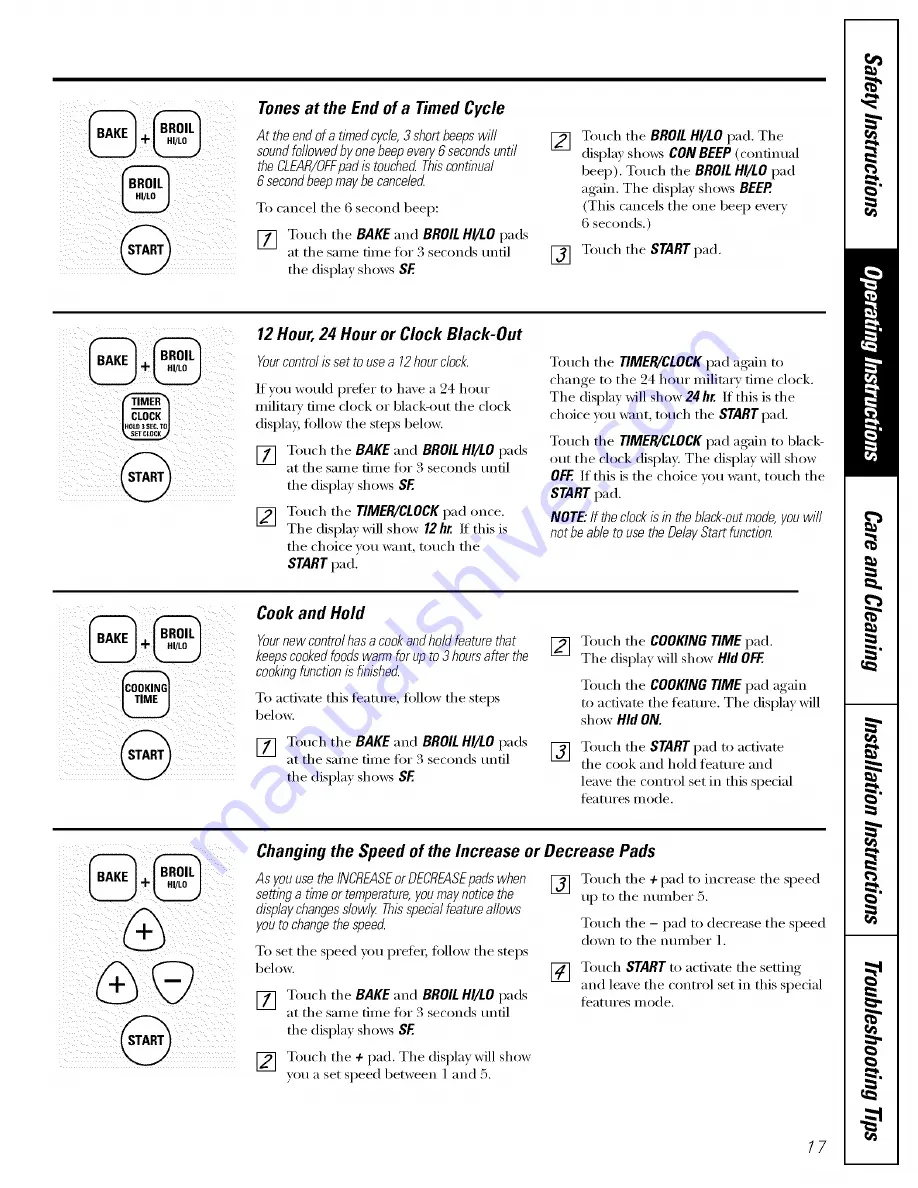 GE JGBP35GXA Owner'S Manual & Installation Instructions Download Page 17