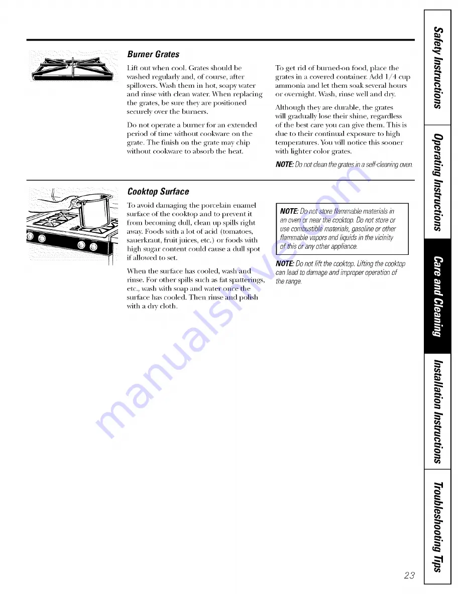 GE JGBP35GXA Owner'S Manual & Installation Instructions Download Page 23