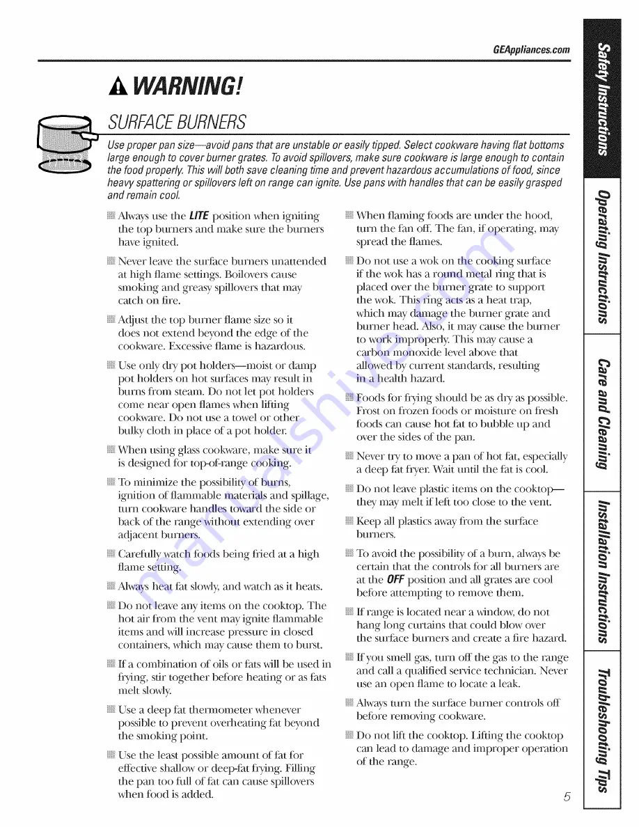 GE JGBP35GXH Owner'S Manual & Installation Instructions Download Page 5