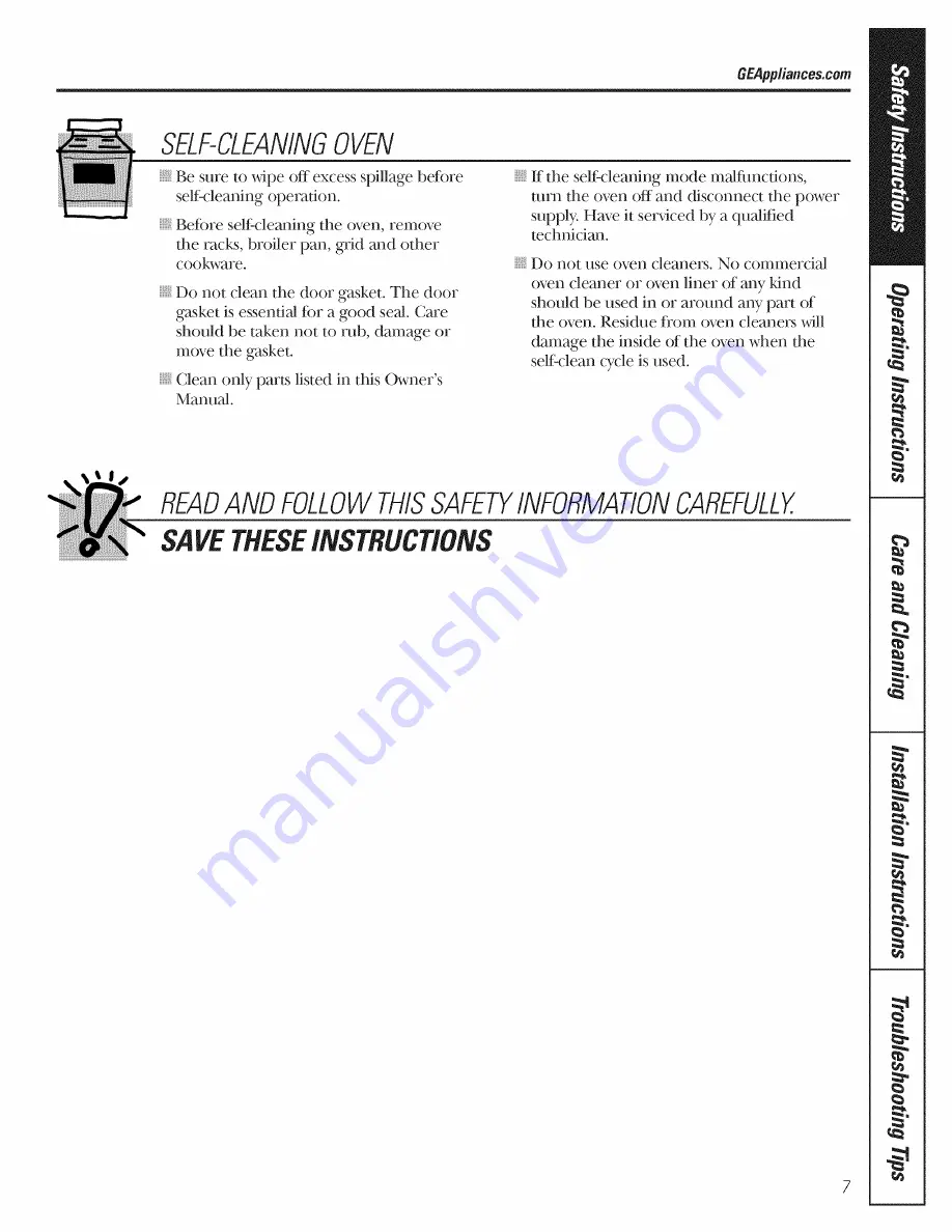 GE JGBP35GXH Owner'S Manual & Installation Instructions Download Page 7