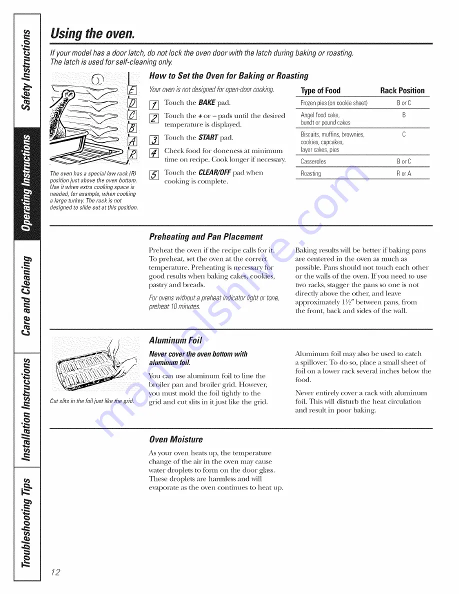 GE JGBP35GXH Owner'S Manual & Installation Instructions Download Page 12