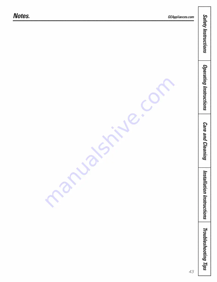 GE JGBP35GXH Owner'S Manual & Installation Instructions Download Page 43