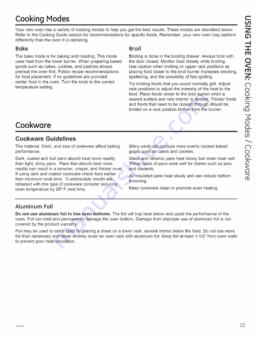 GE JGBS10F1SA Owner'S Manual Download Page 15