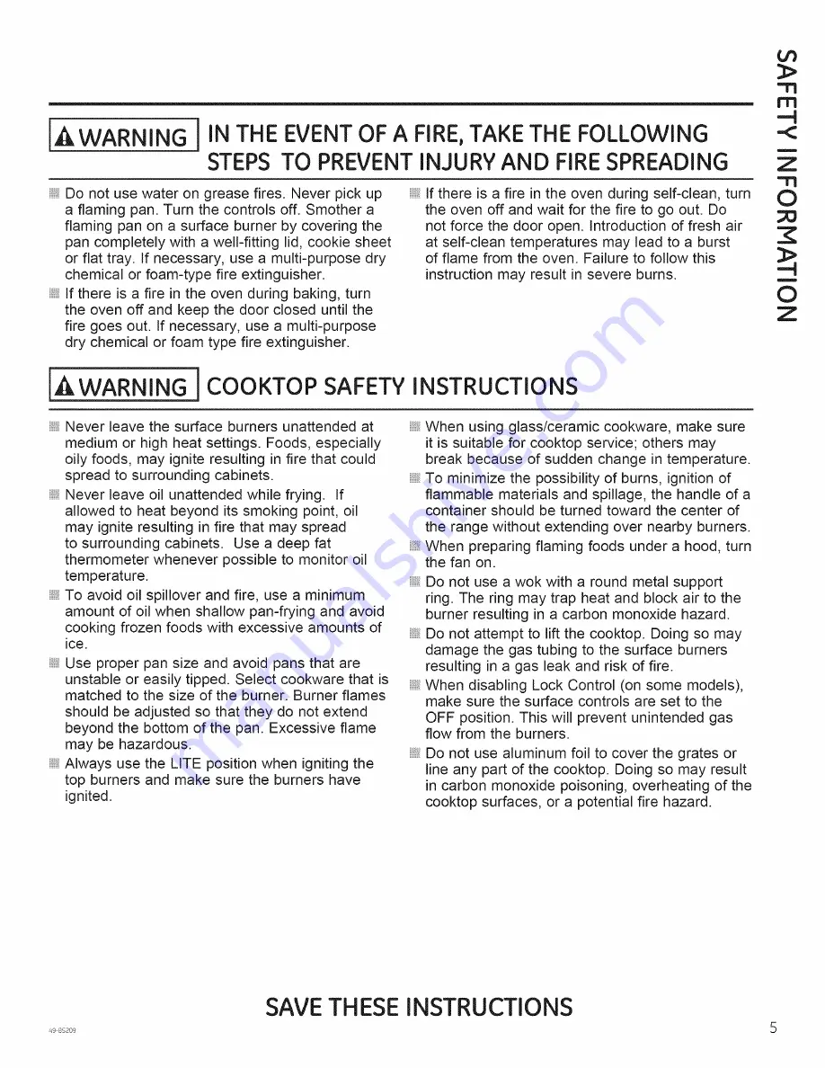 GE JGBS10GEF1SA Owner'S Manual Download Page 5