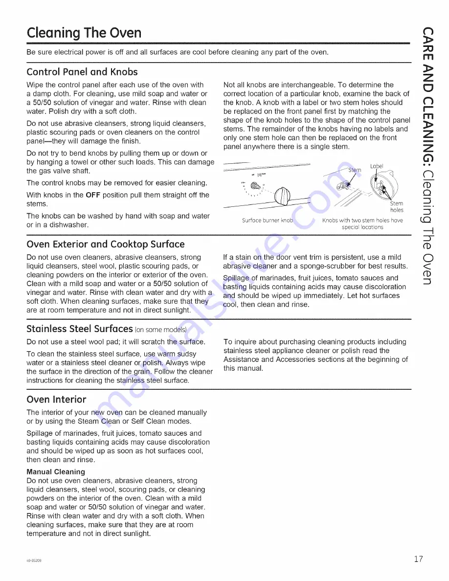 GE JGBS10GEF1SA Owner'S Manual Download Page 17