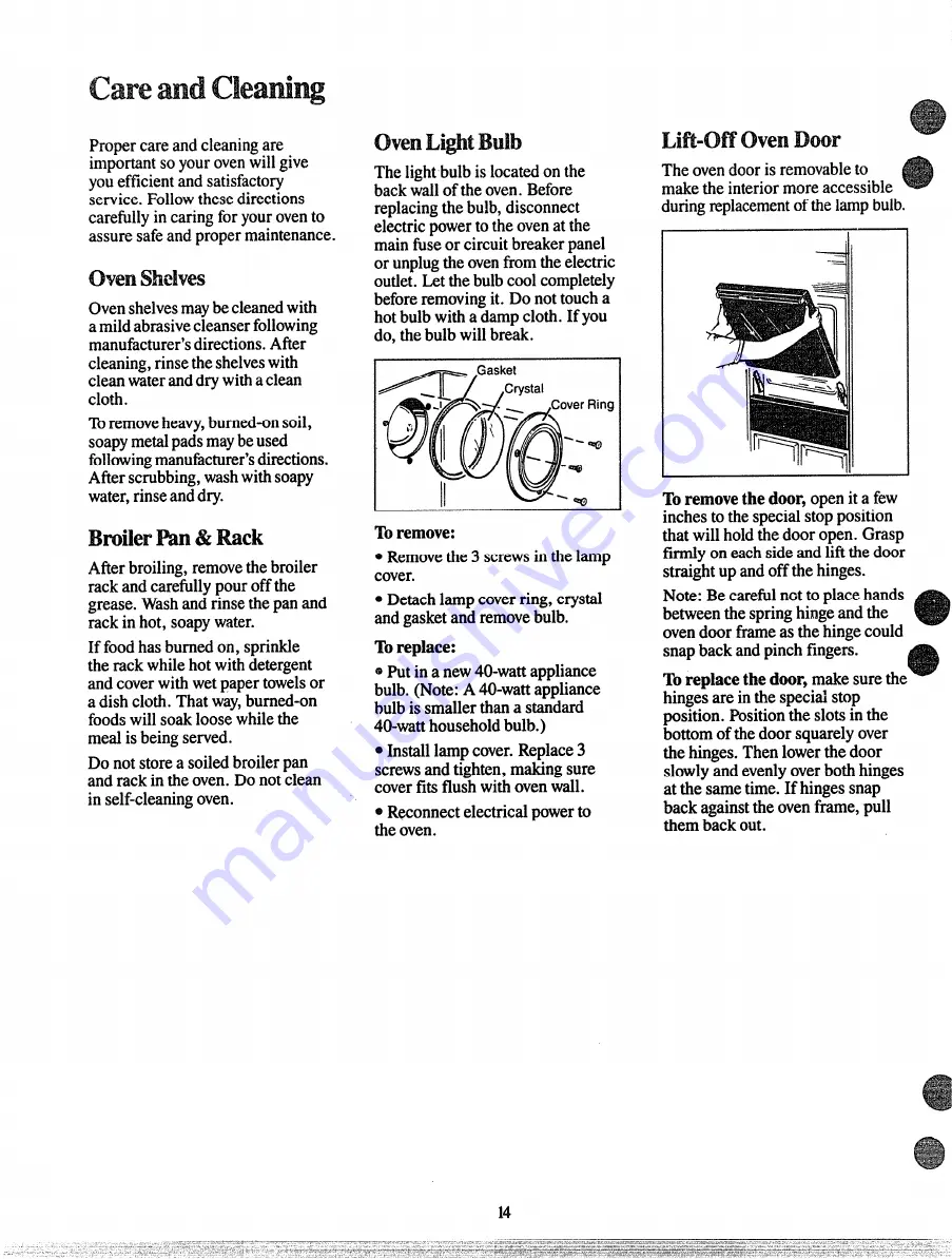 GE JGRP18GEL Use And Care Manual Download Page 14