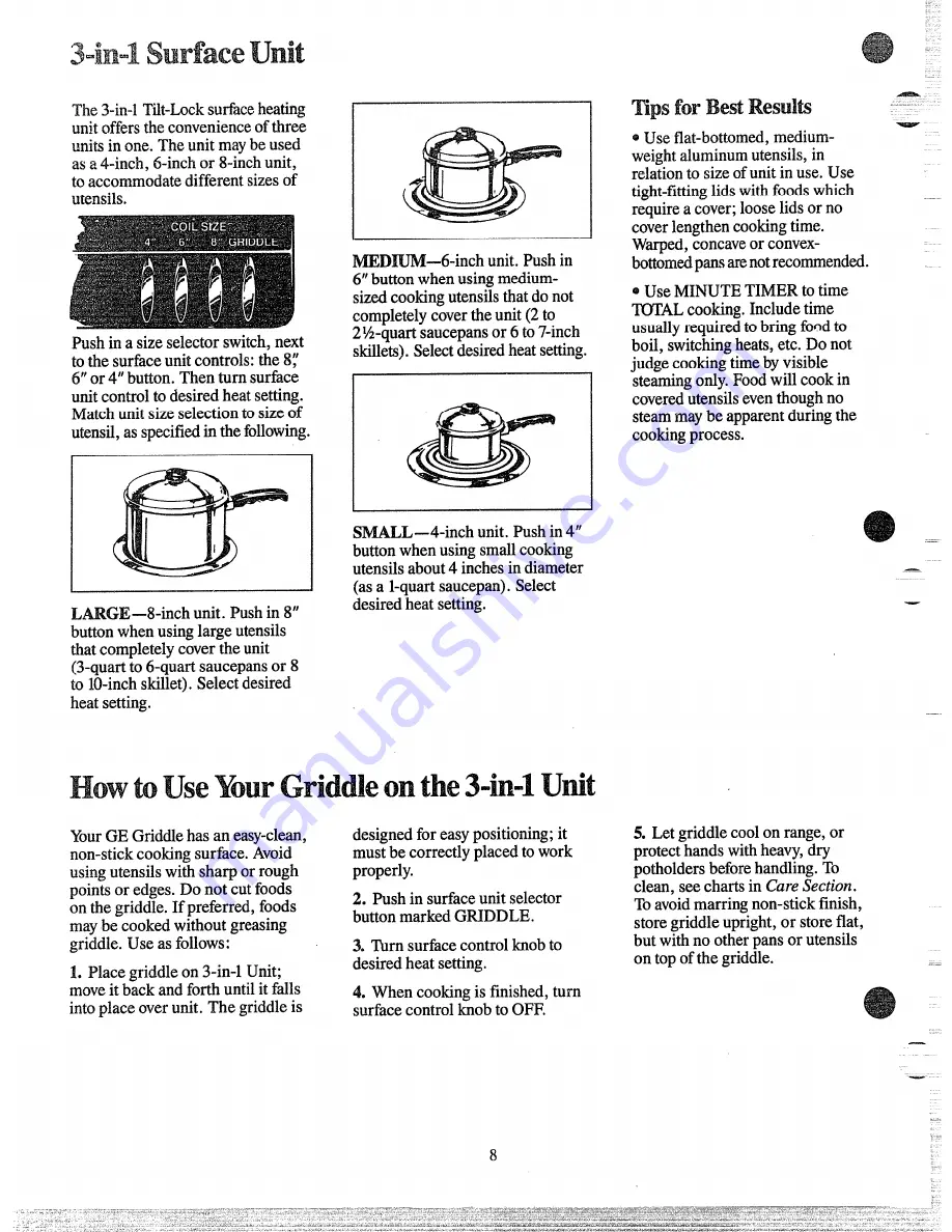 GE JHP63V Manual Download Page 8