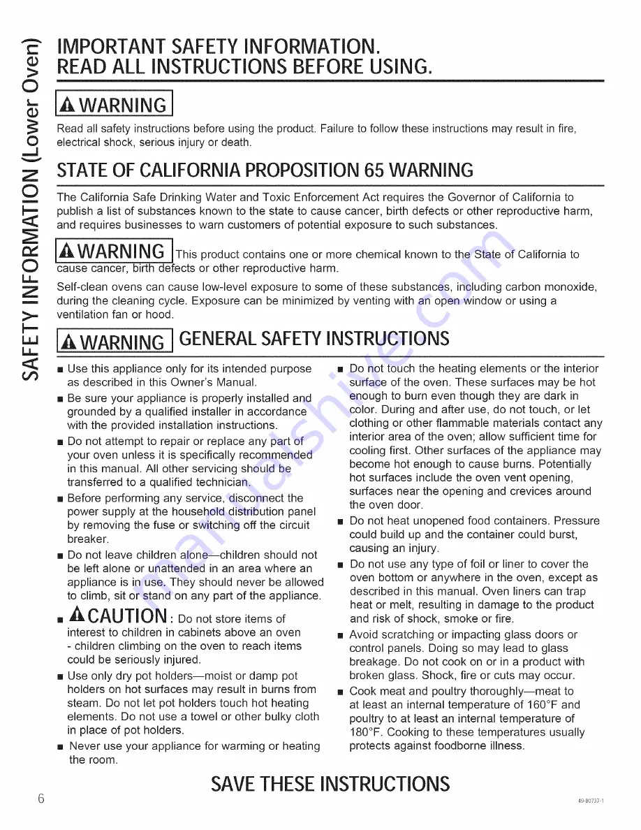 GE JK3800DH1BB Owner'S Manual Download Page 6