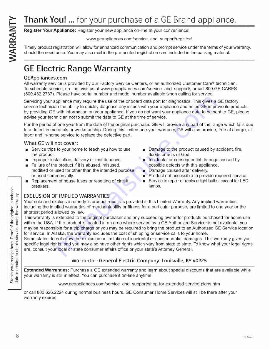 GE JK3800DH1BB Owner'S Manual Download Page 8