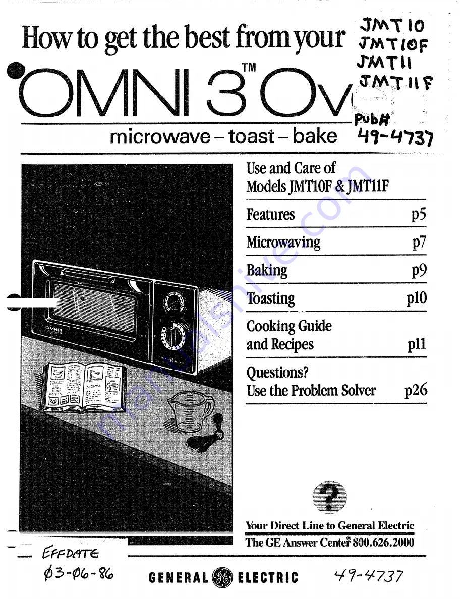 GE JMT10F Use And Care Manual Download Page 1