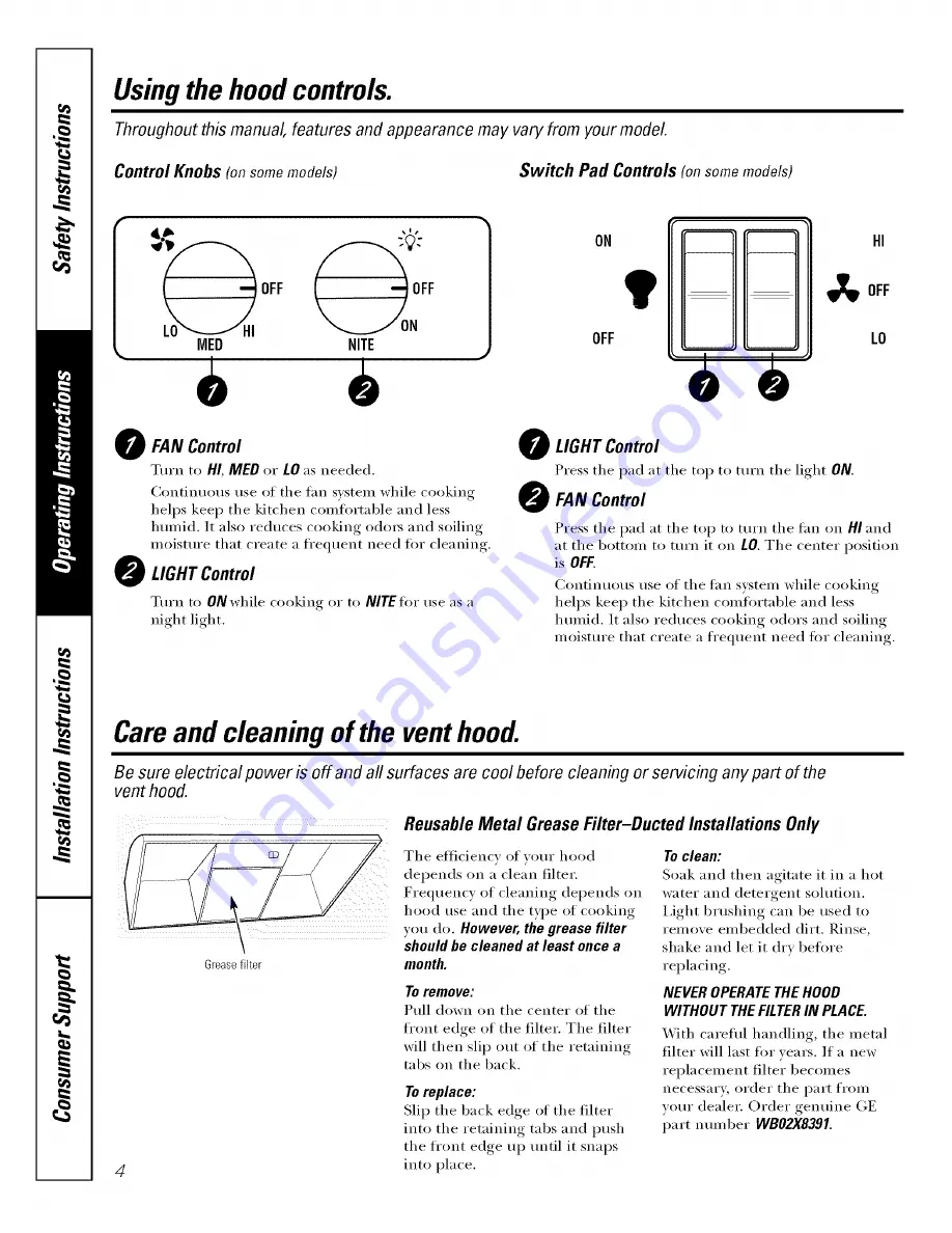 GE JN327, JV327, JV337, JV347 Owner'S Manual And Installation Instructions Download Page 4