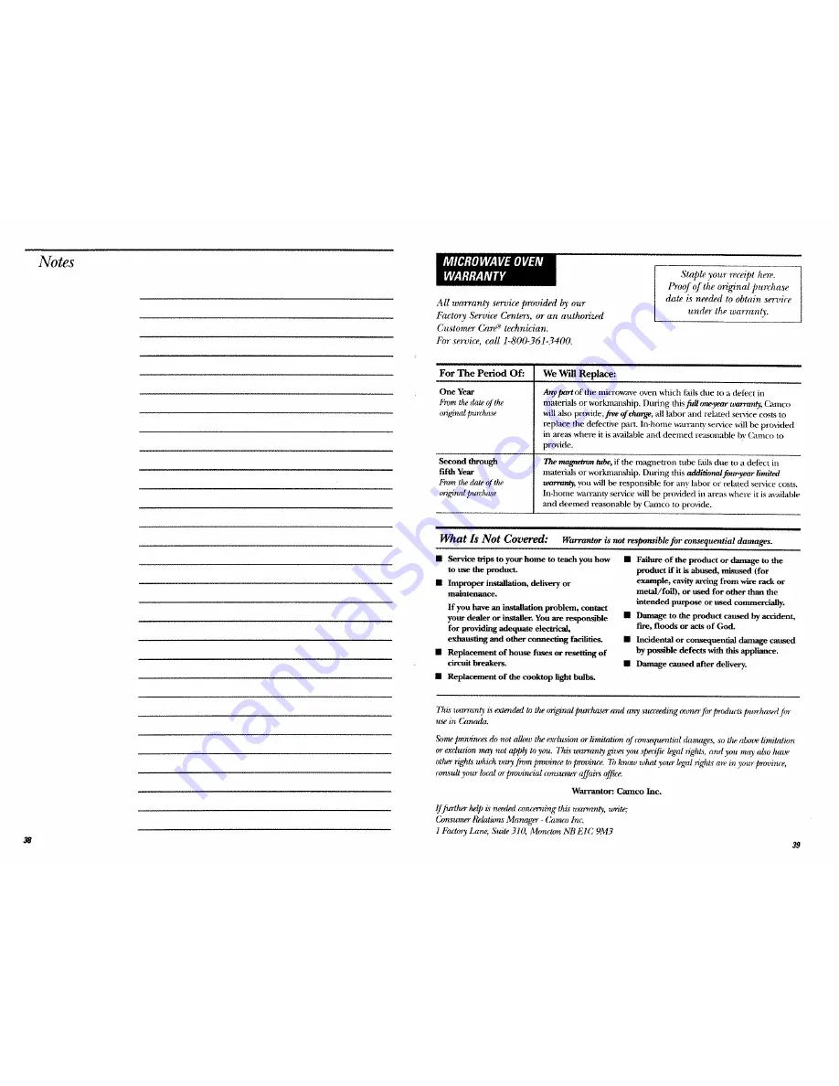 GE JVM1428 Owner'S Manual Download Page 20