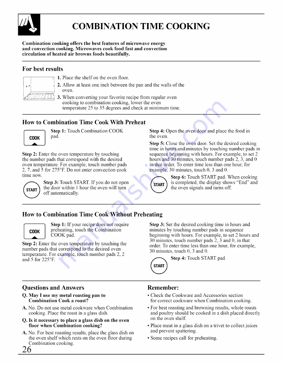 GE JVM290 Use And Care Manual Download Page 26