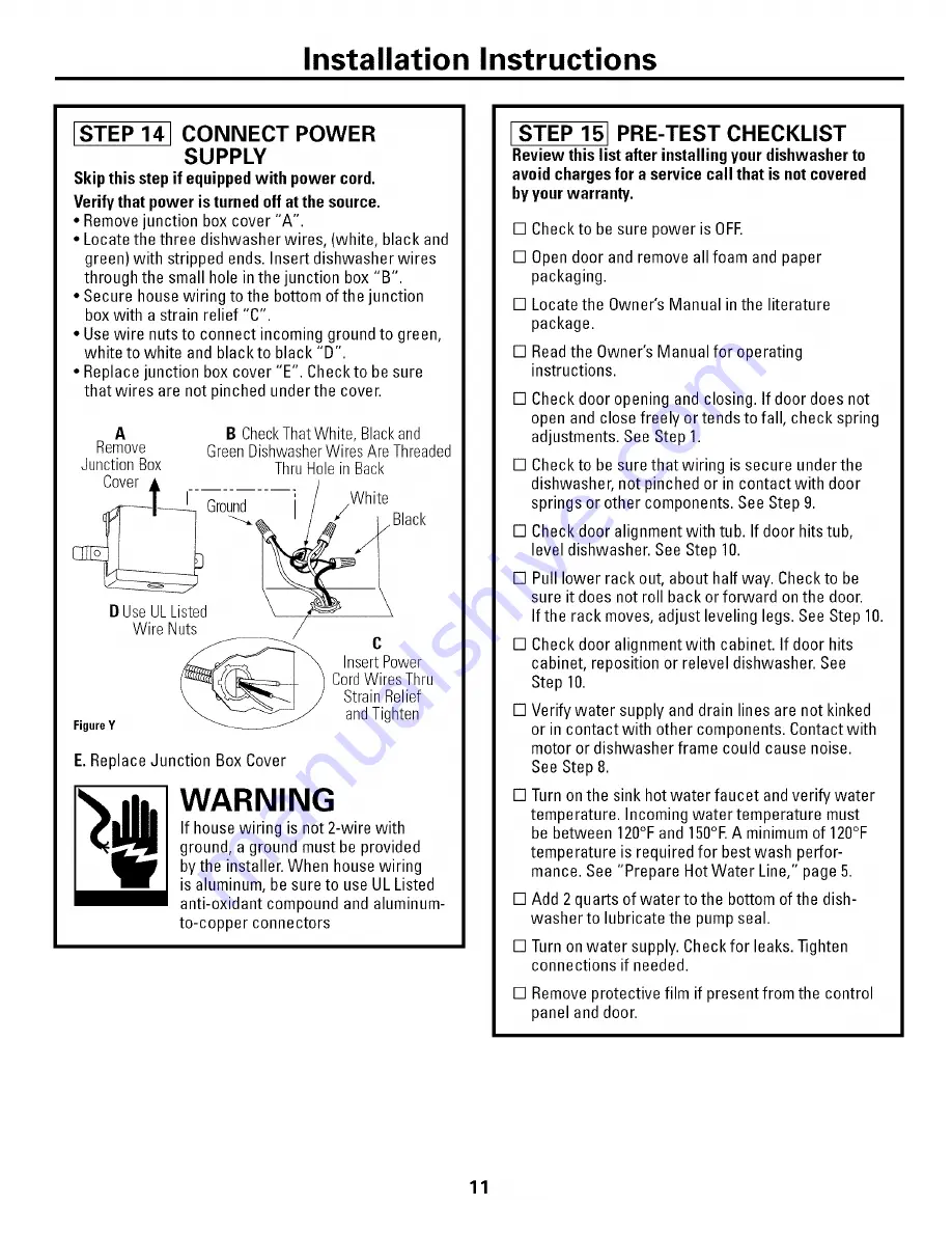 GE L0523252 Installation Instructions Manual Download Page 11