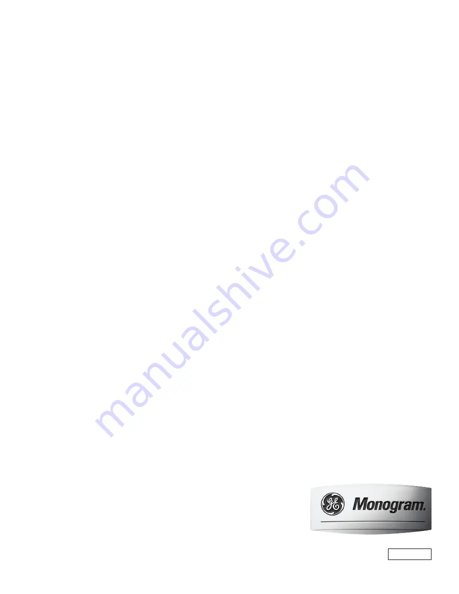 GE Monogram ZEK938 Owner'S Manual Download Page 1