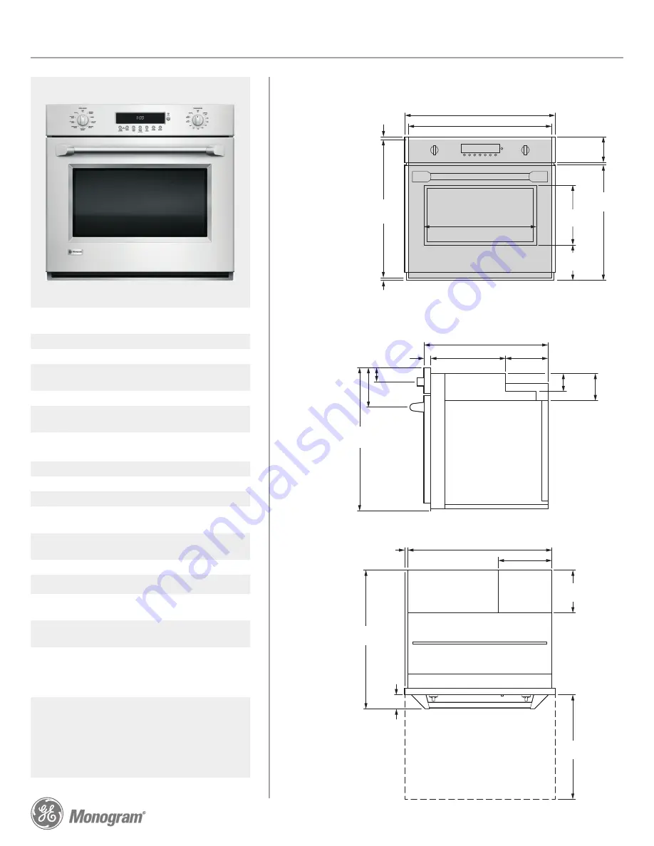 GE Monogram ZET1PHSS Dimensions Download Page 1