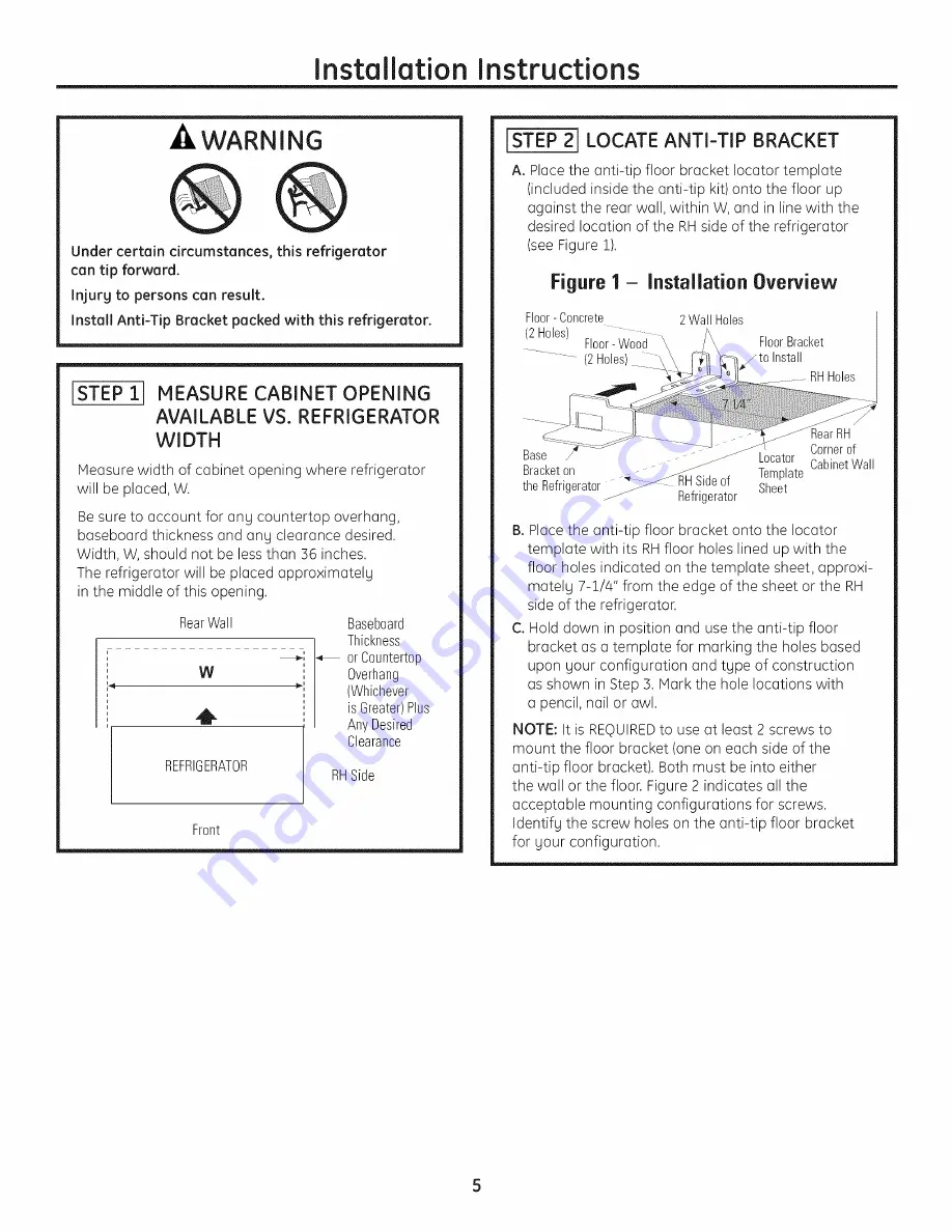 GE Monogram ZFGB21HXASS Installation Instructions Manual Download Page 5