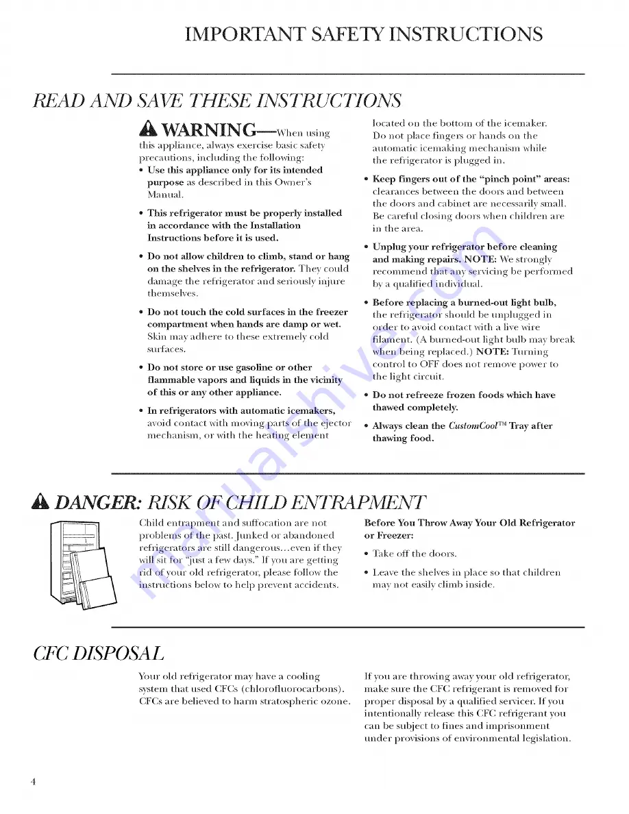 GE Monogram ZFSB25DMASS Owner'S Manual Download Page 4