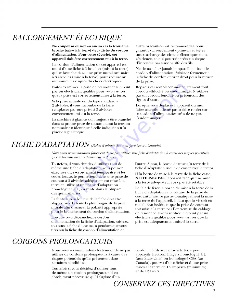 GE Monogram ZFSB25DMASS Owner'S Manual Download Page 7