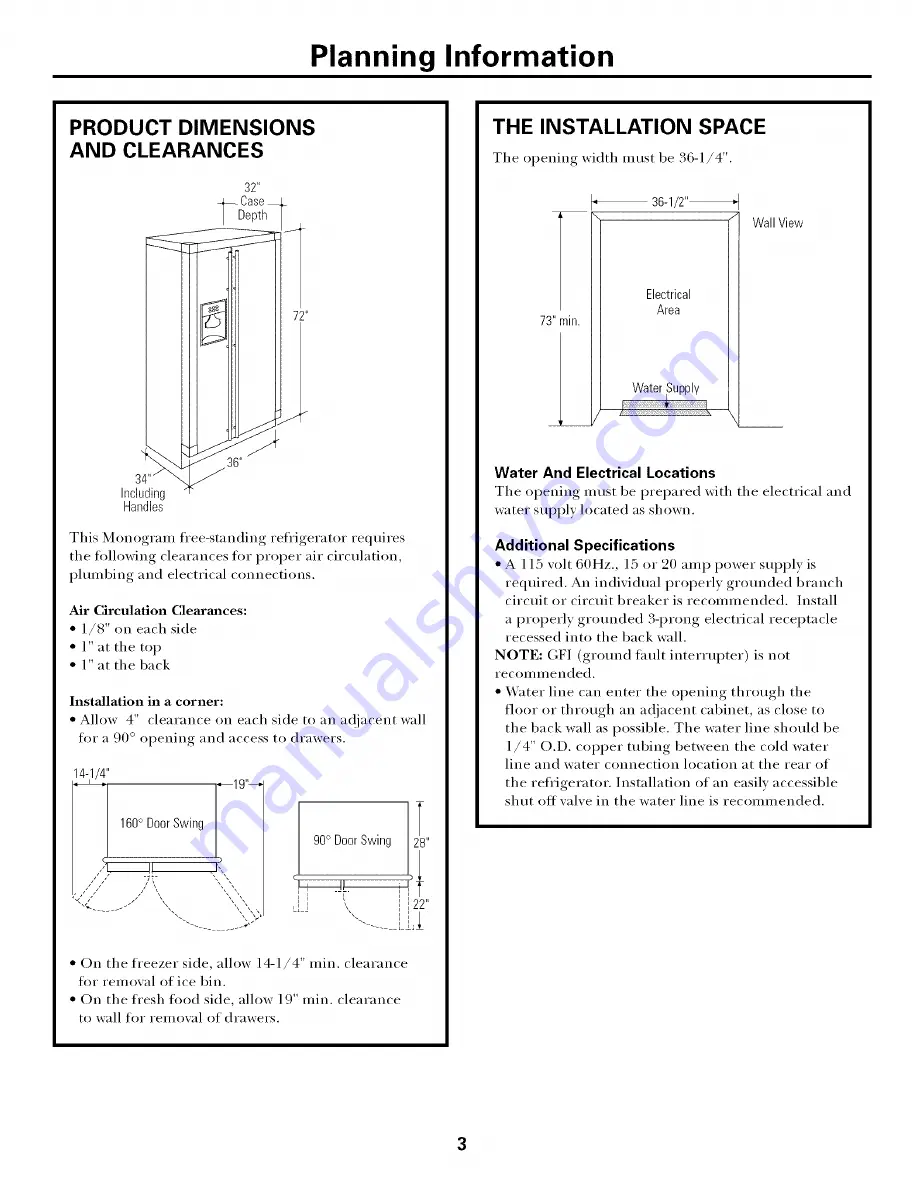 GE Monogram ZFSB25DSS Installation Instructions Manual Download Page 3