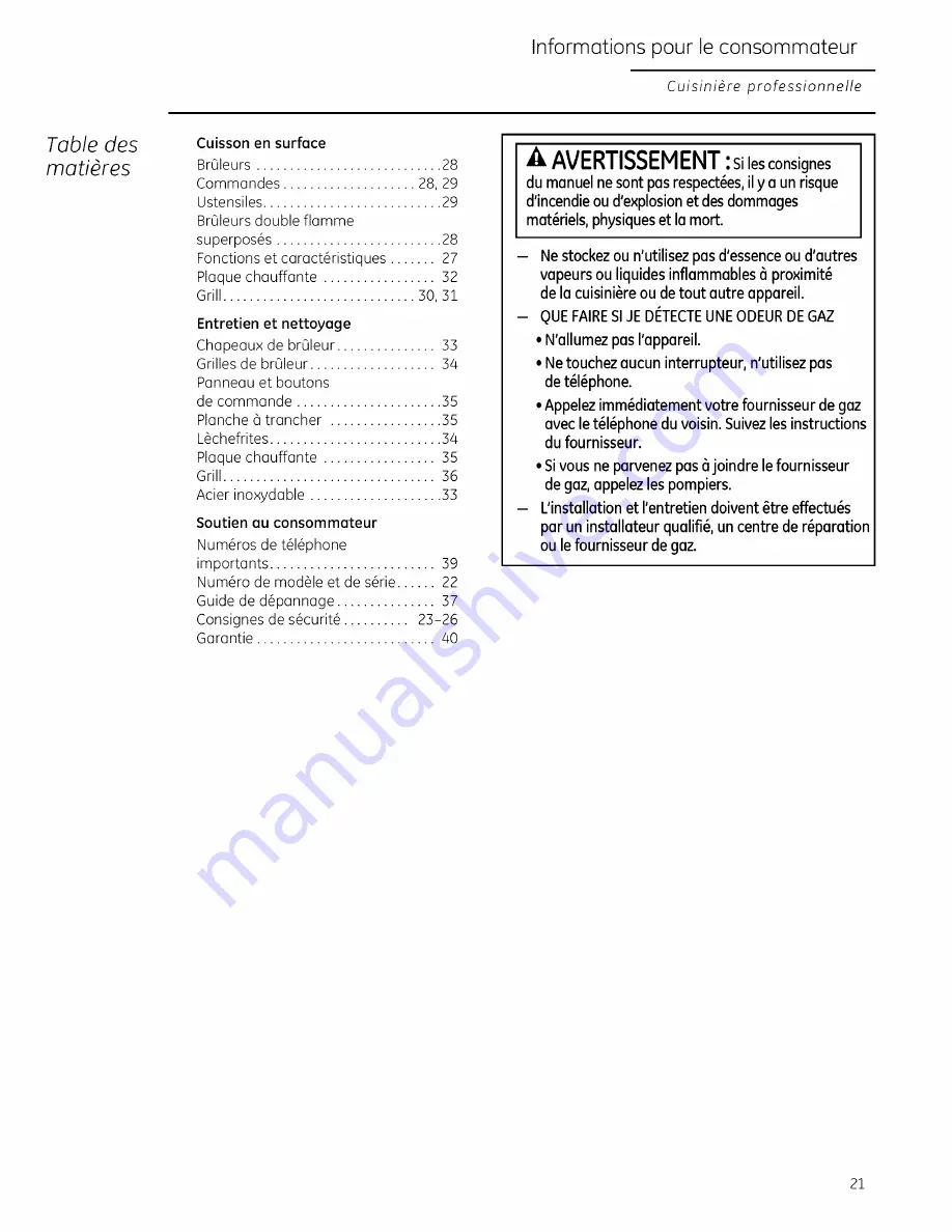 GE Monogram ZGU364NRP4SS Owner'S Manual Download Page 21