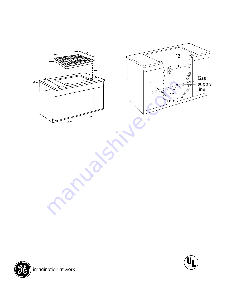 GE Monogram ZGU385LSMSS Dimensions And Installation Information Download Page 1