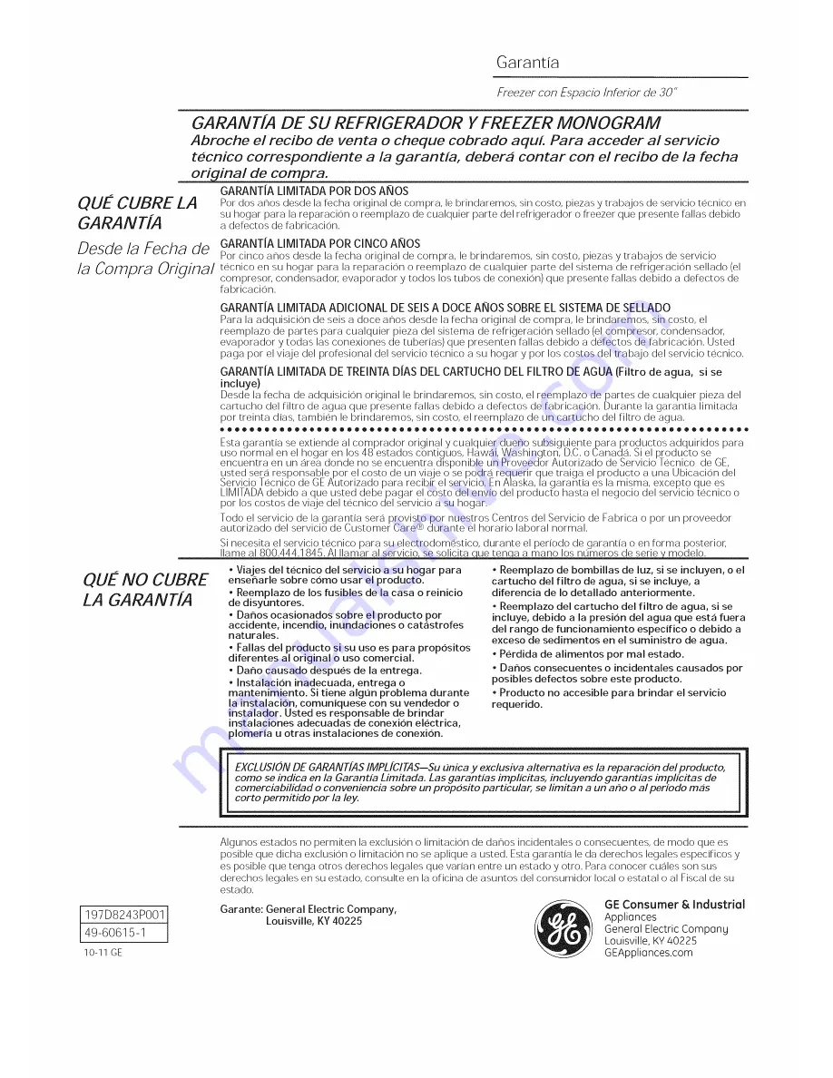 GE Monogram ZIC30GNZAII Owner'S Manual Download Page 68