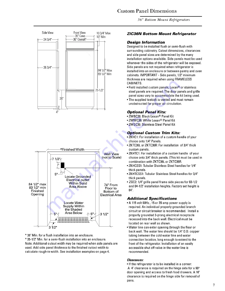 GE Monogram ZIC36N LH Manual And Installation Instructions Download Page 7