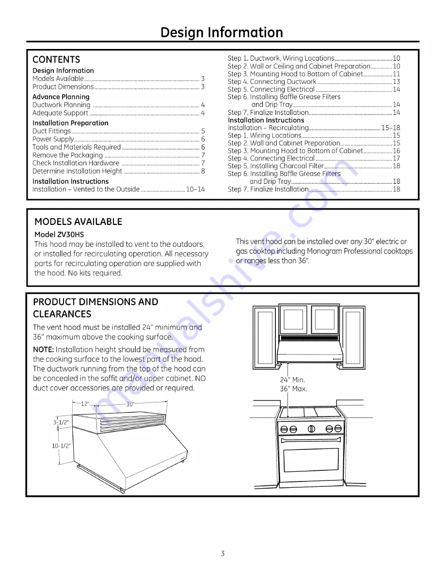 GE Monogram ZV30H Скачать руководство пользователя страница 3