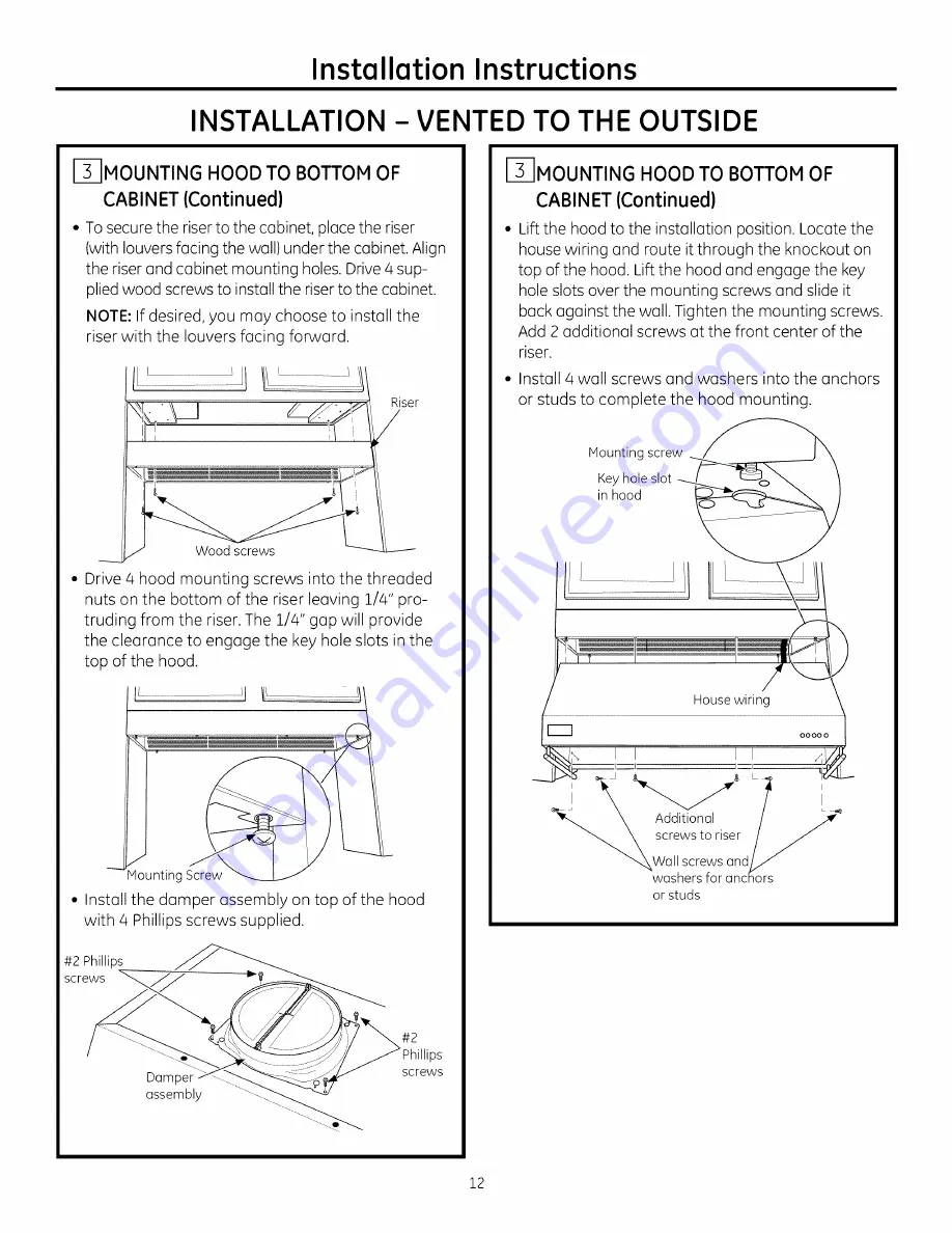 GE Monogram ZV30H Installation Instructions Manual Download Page 12