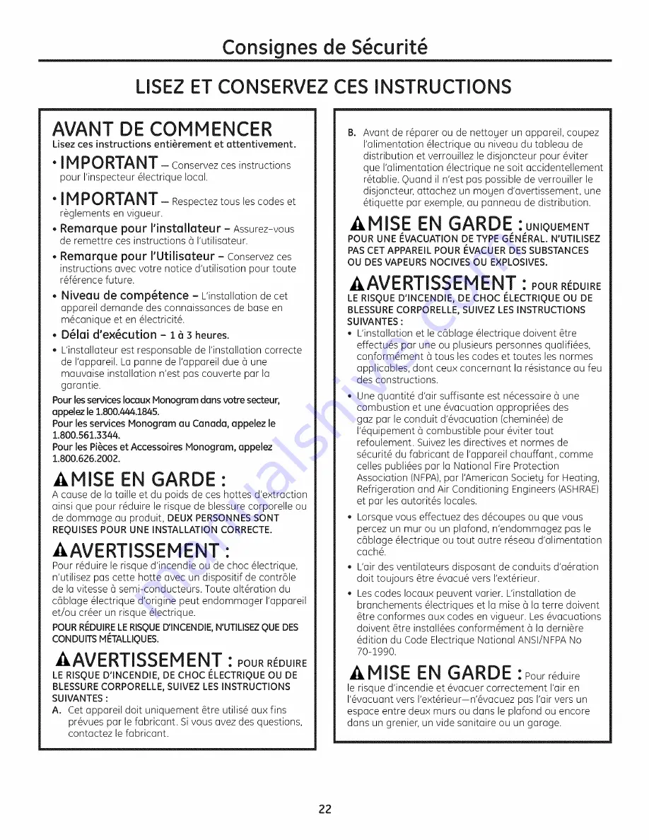 GE Monogram ZV850 Installation Instructions Manual Download Page 22