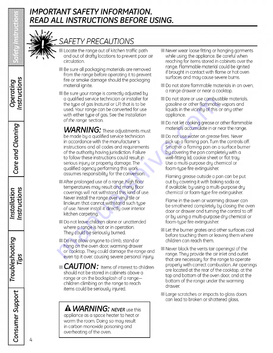 GE P2B912 Owner'S Manual And Installation Instructions Download Page 4