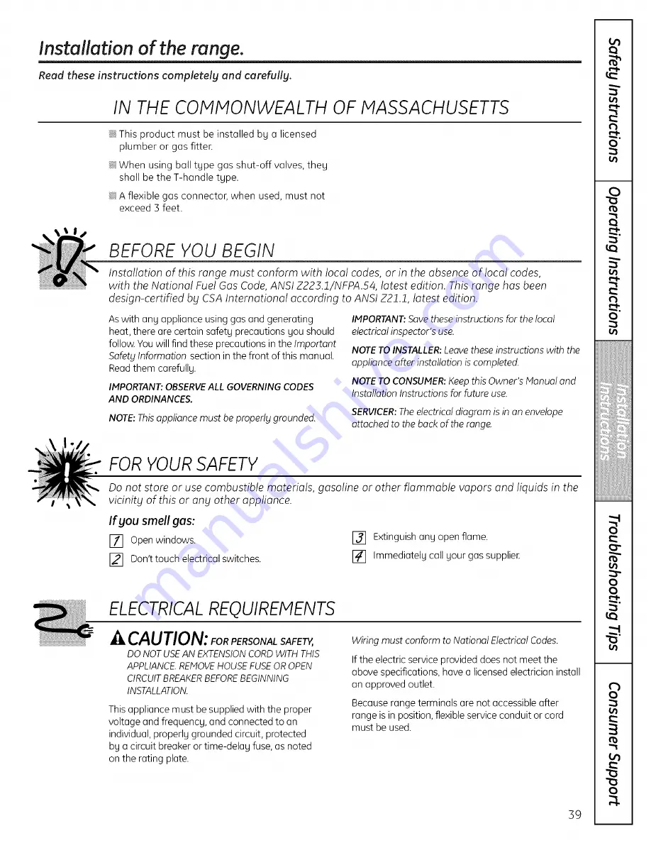 GE P2B918 Owner'S Manual & Installation Instructions Download Page 39