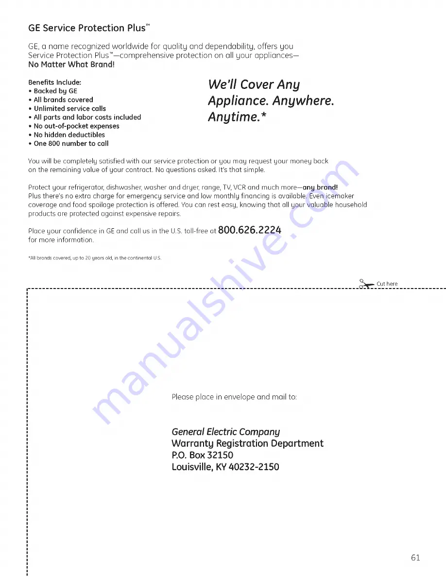 GE P2B918 Owner'S Manual & Installation Instructions Download Page 61