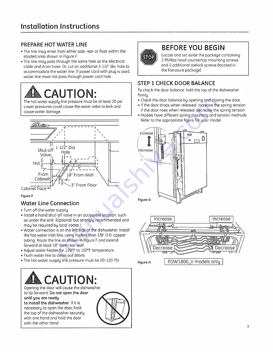 GE PDW1800N00BB Installation Instructions Manual Download Page 5