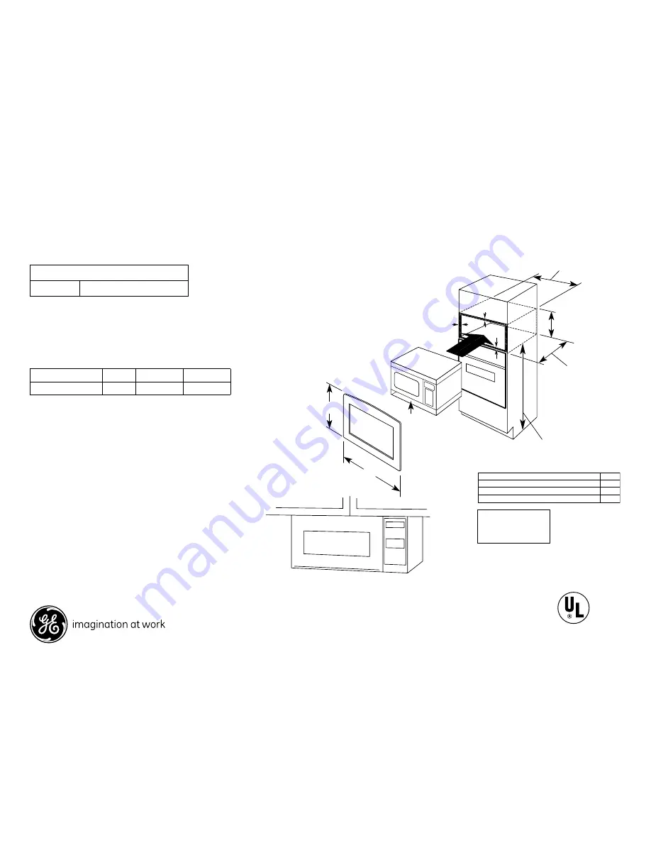 GE PEM31SMSS - Profile Spacemaker IIR 1.0 cu. Ft. Microwave Oven Dimensions And Installation Information Download Page 1