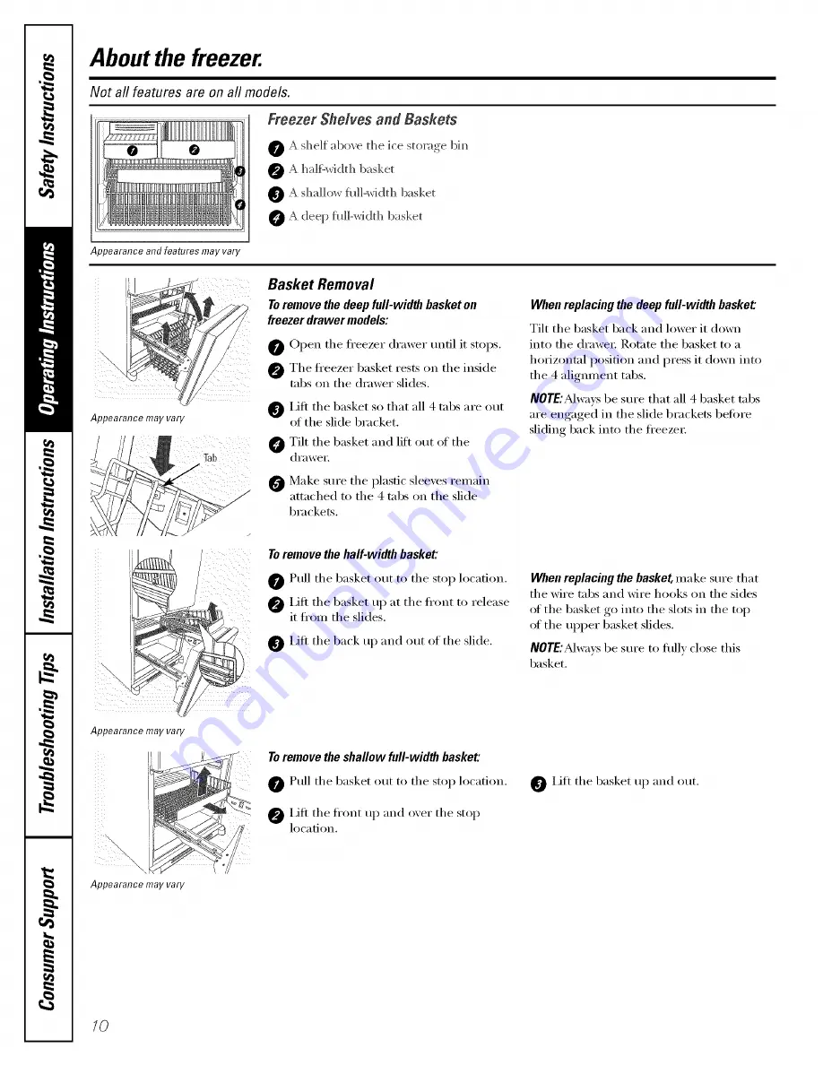 GE PFSS5NJWASS and Owner'S Manual And Installation Instructions Download Page 10