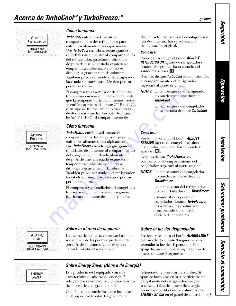 GE PFSS6PKWASS and Owner'S Manual And Installation Instructions Download Page 79