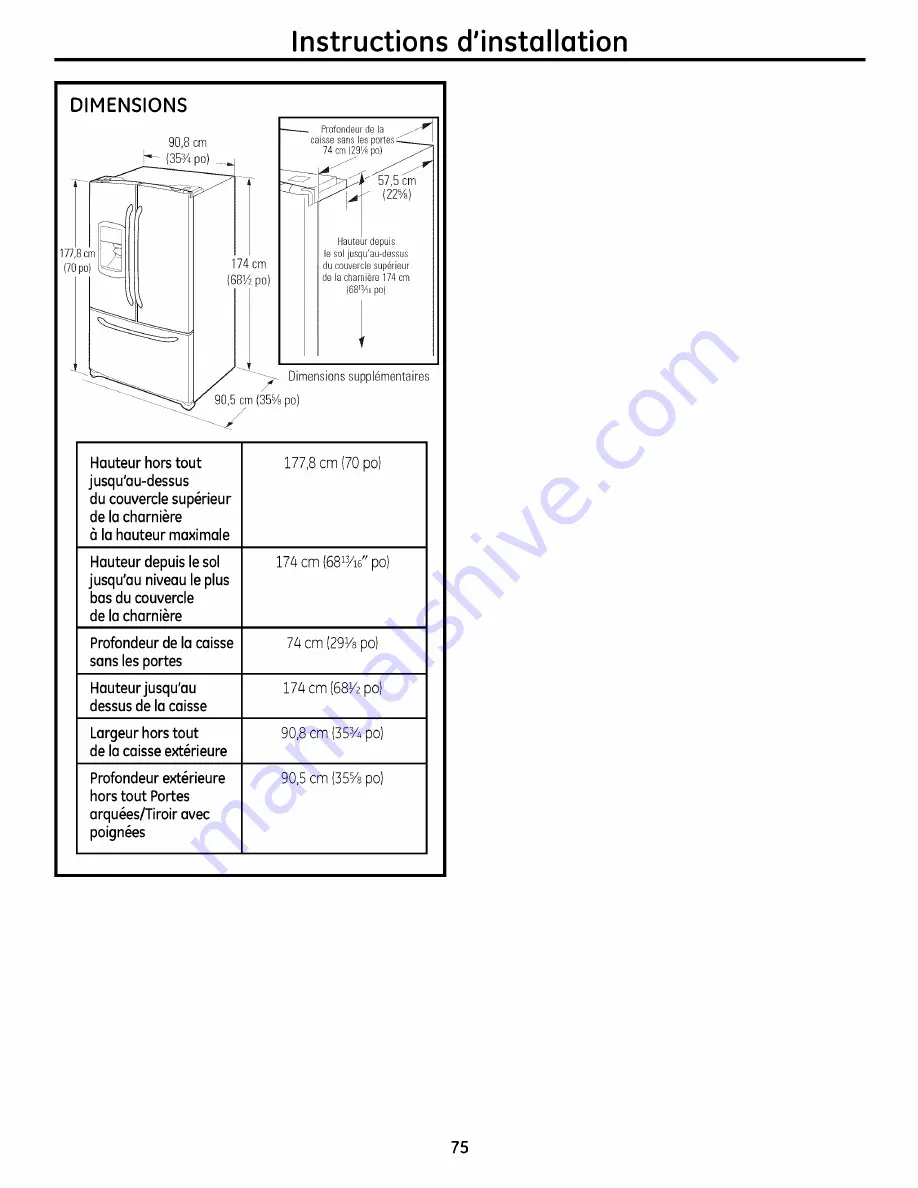 GE PFSS6PKXASS and Owner'S Manual And Installation Instructions Download Page 75