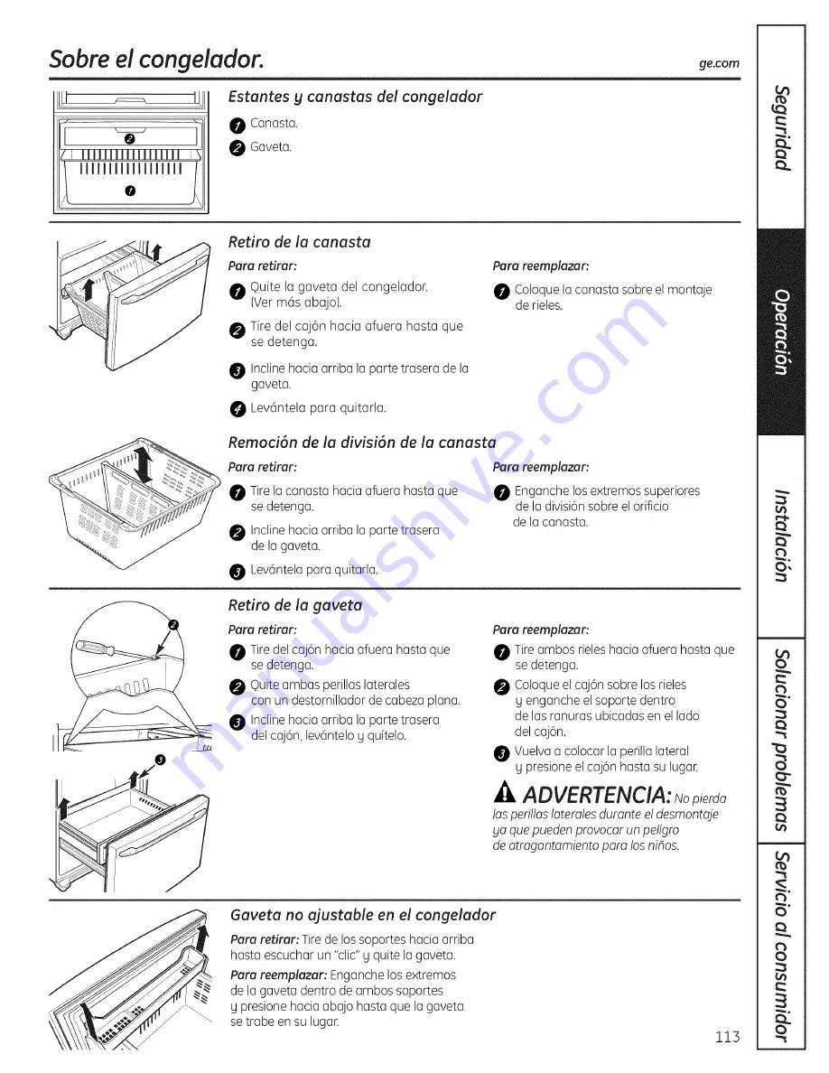 GE PFSS6PKXASS and Owner'S Manual And Installation Instructions Download Page 113