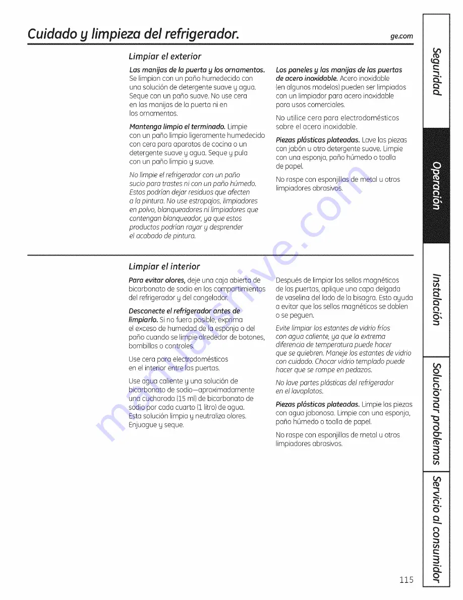 GE PFSS6PKXASS and Owner'S Manual And Installation Instructions Download Page 115