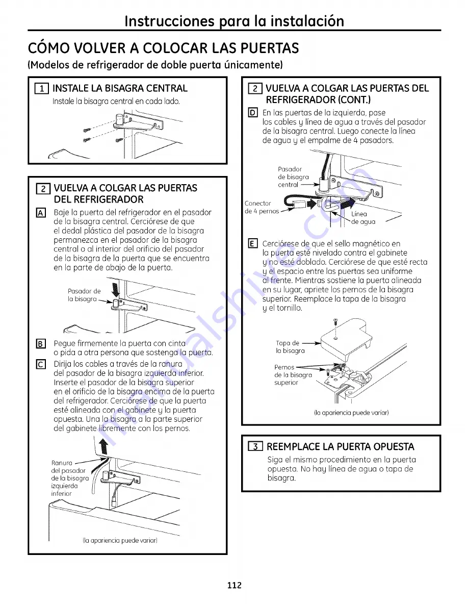 GE PFSW2MIXASS and Owner'S Manual And Installation Instructions Download Page 112