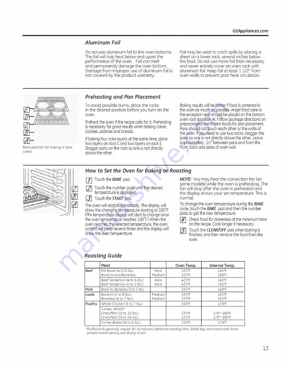 GE PHS925ST1SS Owner'S Manual Download Page 13