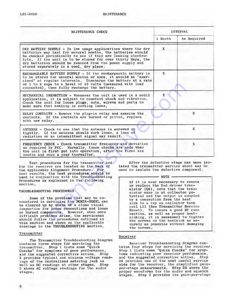 GE Porta Mobil LBI-3480H Maintenance Manual Download Page 8