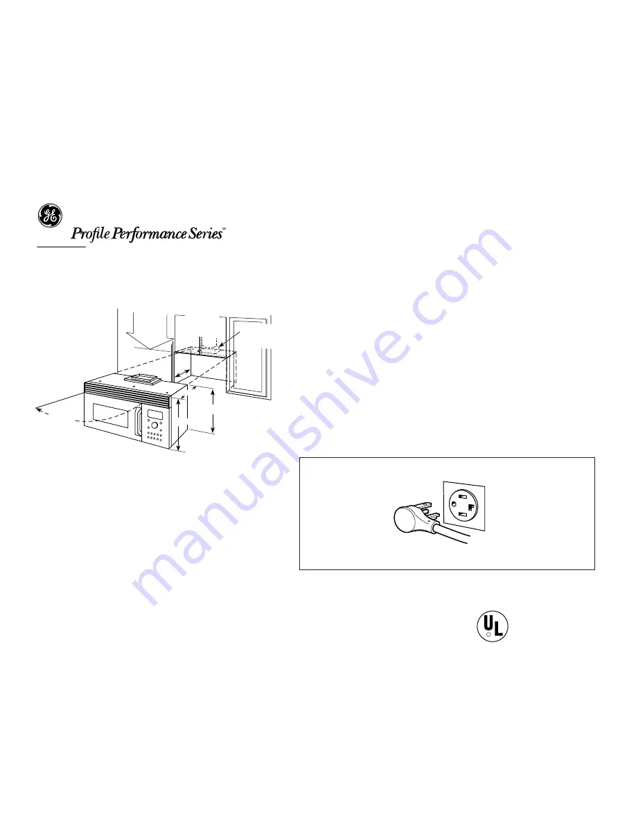 GE Profile Advantium SCA2001BSS Dimensional Information Download Page 1