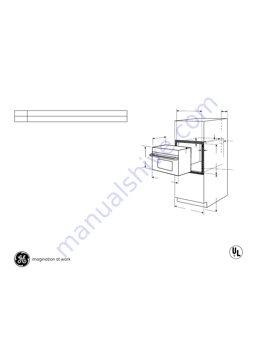 GE PROFILE ADVANTIUM SCB2001K Dimensions And Installation Information Download Page 1