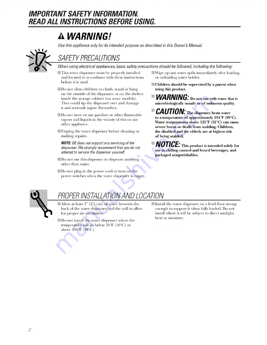 GE Profile GXCF25FBS Owner'S Manual Download Page 2