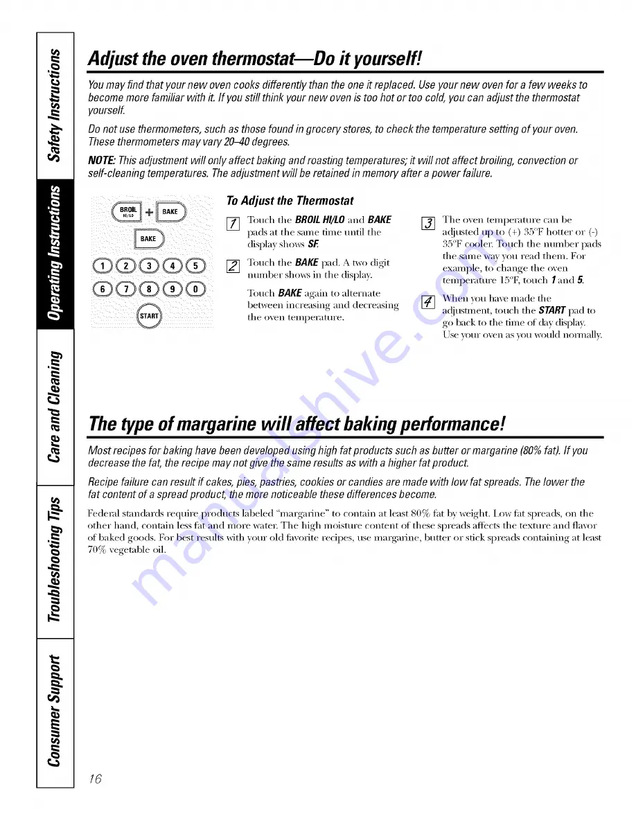 GE Profile JB910 Owner'S Manual Download Page 16