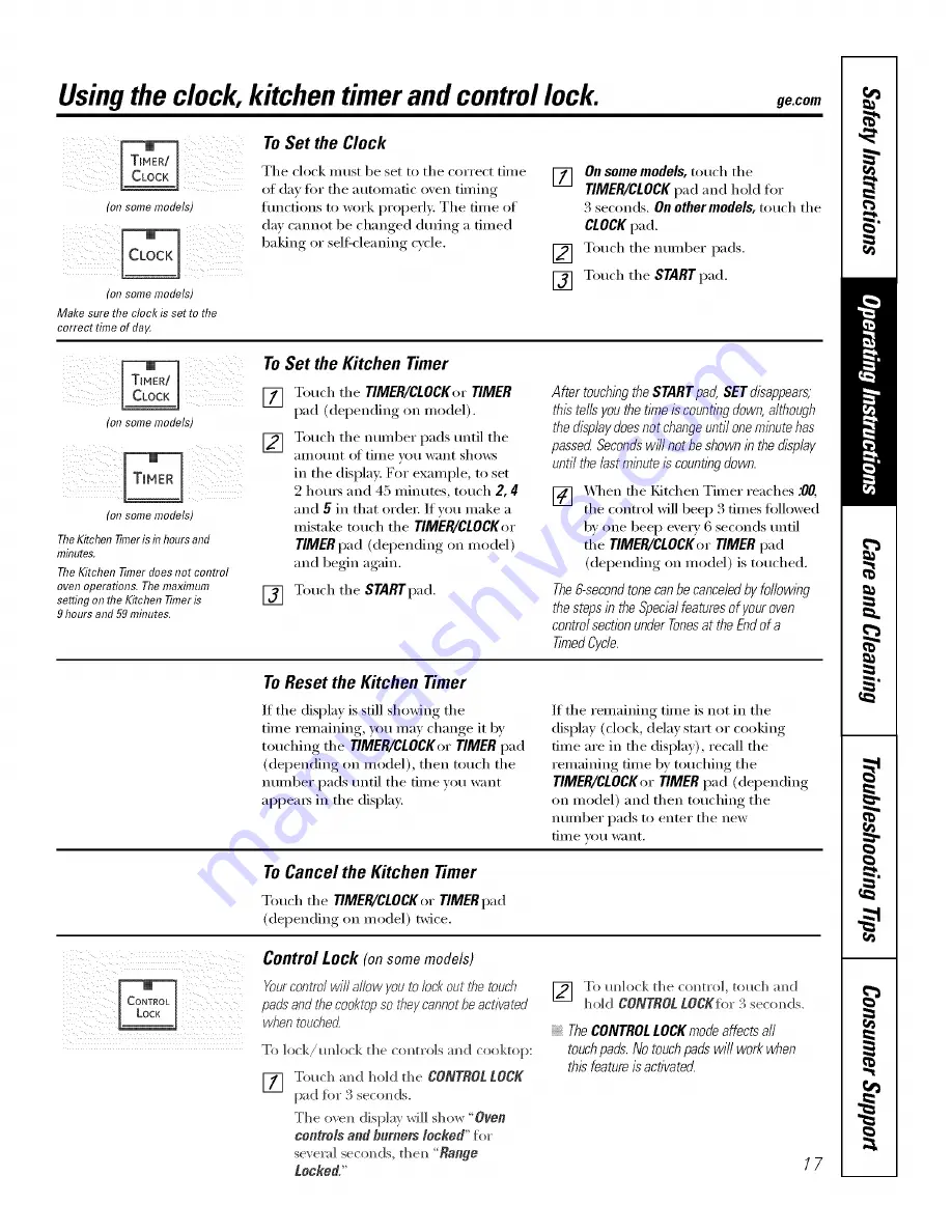 GE Profile PB975 Owner'S Manual Download Page 17