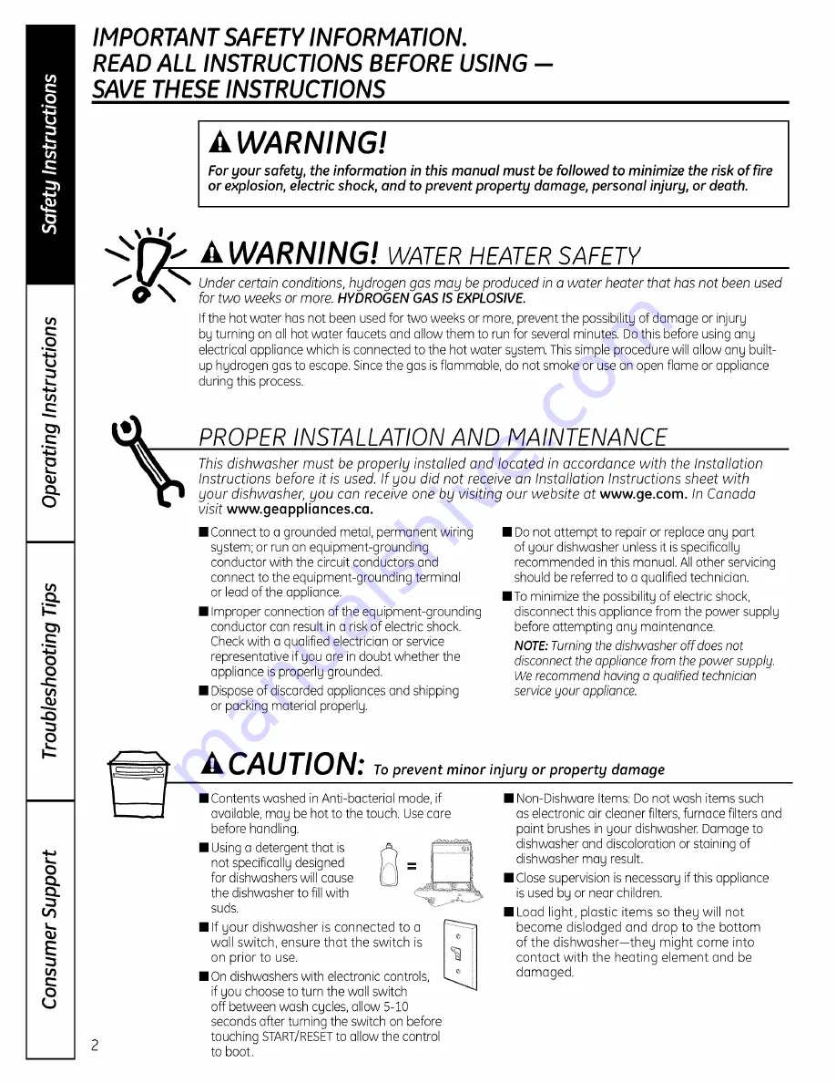 GE Profile PDW7800PCC Owner'S Manual Download Page 2